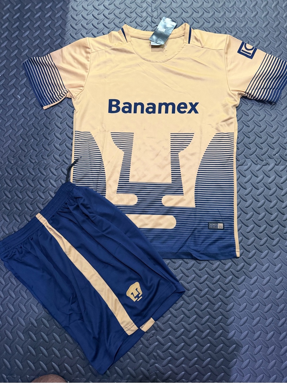 Pumas Mexico Men Soccer Jersey & Shorts - Gold and Navy